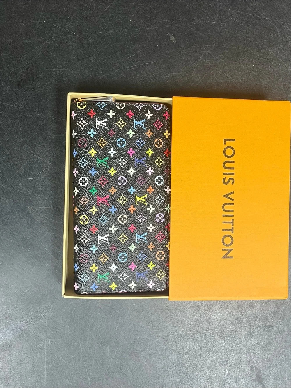 Louis Vuitton Black Multicolor Monogram Zip Card Holder